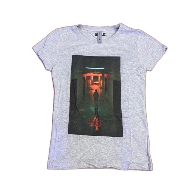 Netflix Stranger Things T-shirt - Gray - Kids Size Large 10/12 - Picture 1 of 6